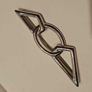 MONET Art Deco Design Silvertone Large Brooch